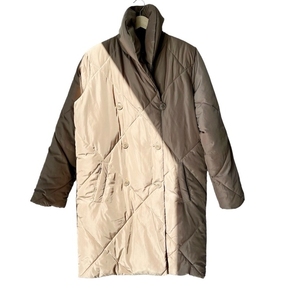 NWOT Tribal Women’s Long Quilted Puffer Coat in Gold/Camel - Picture 5 of 10